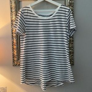 Preppy Navy and White Striped Top